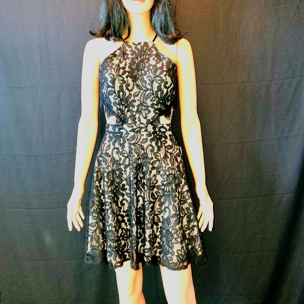 NWT GB Black Lace Cutout Mini Dress 5